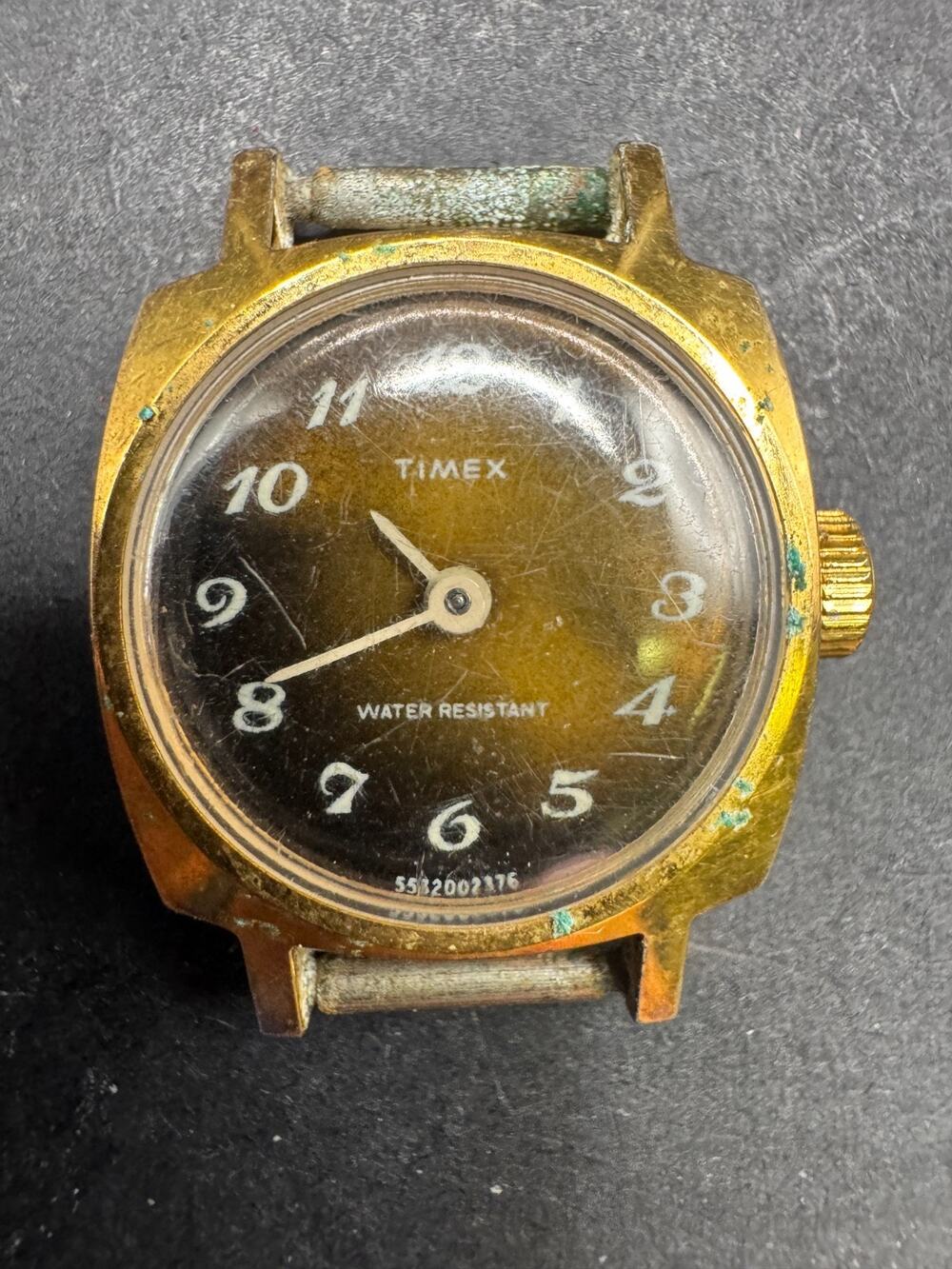 Vintage Timex Ladies Mechanical Wind Up Watch Gold Tone Brown Dial 19mm
